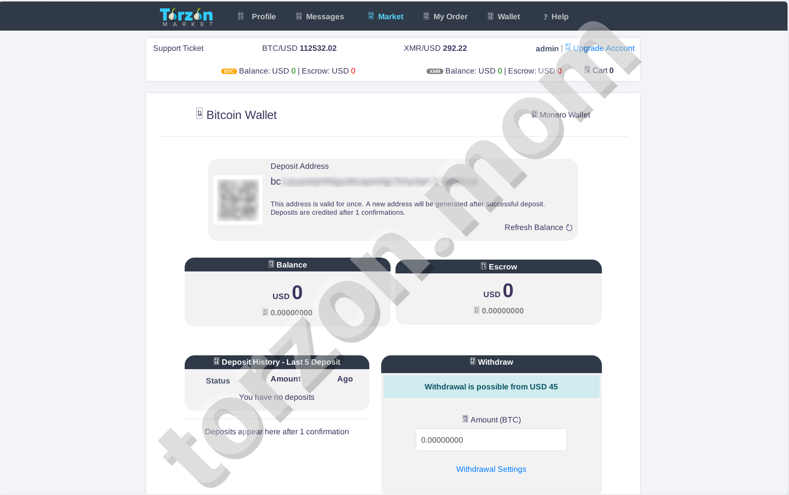 Torzon Bitcoin Wallet Management - Payment System
